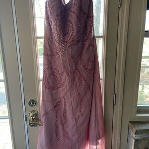 Chic Pink Swirl Embellished Prom Dress